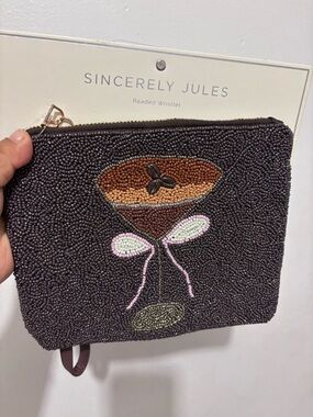 Sincerly Jules Espresso Martini Beaded Cocktail Wristlet